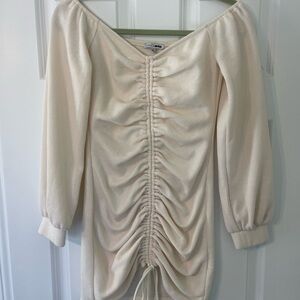 Fashion Nova Cream Ruched Dress